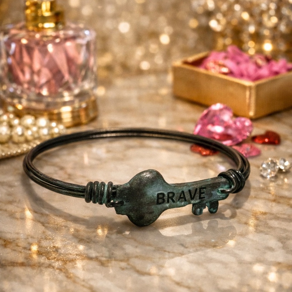 Brave Key Charm Bracelet Stackable Bracelet Intention